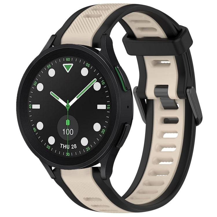 For Samsung Galaxy watch 5 Golf Edition 20mm Two Color Textured Silicone Watch Band(Starlight + Black) - Watch Bands by PMC Jewellery | Online Shopping South Africa | PMC Jewellery