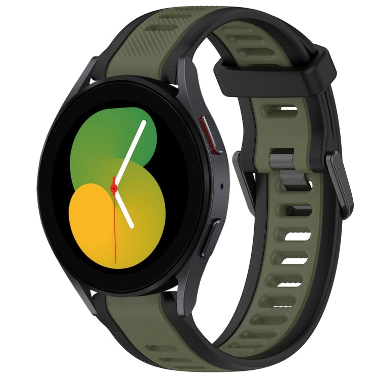For Samsung Galaxy Watch 5  44mm 20mm Two Color Textured Silicone Watch Band(Green+Black) - Watch Bands by PMC TechLife | Online Shopping South Africa | PMC TechLife