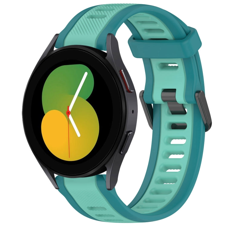 For Samsung Galaxy Watch 5  44mm 20mm Two Color Textured Silicone Watch Band(Teal) - Watch Bands by PMC Jewellery | Online Shopping South Africa | PMC Jewellery