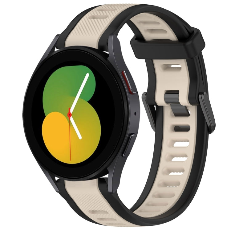 For Samsung Galaxy Watch 5  40mm 20mm Two Color Textured Silicone Watch Band(Starlight + Black) - Watch Bands by PMC TechLife | Online Shopping South Africa | PMC TechLife