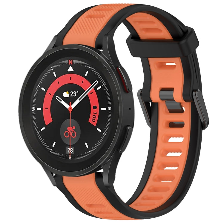 For Samsung Galaxy Watch 5 Pro  45mm 20mm Two Color Textured Silicone Watch Band(Orange+Black) - Watch Bands by PMC Jewellery | Online Shopping South Africa | PMC Jewellery