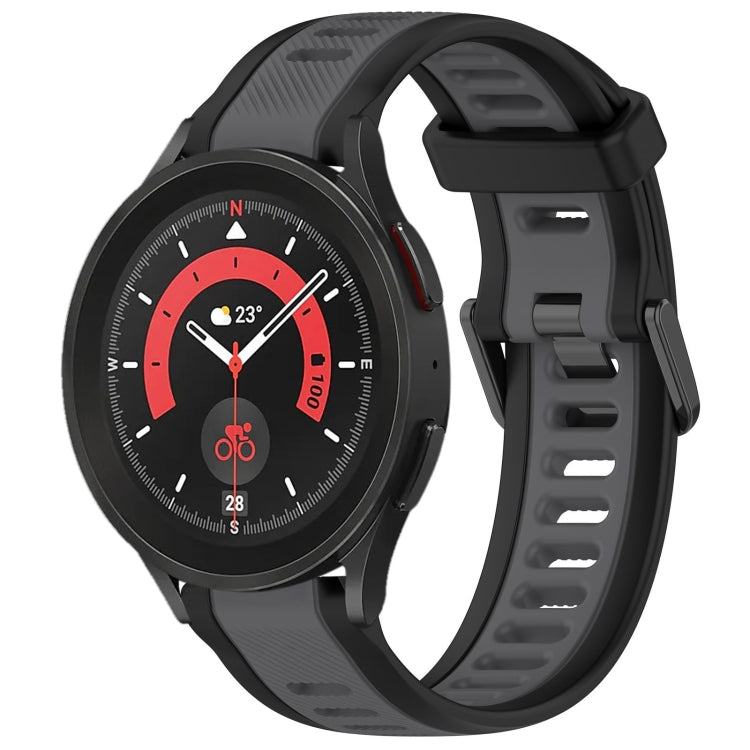 For Samsung Galaxy Watch 5 Pro  45mm 20mm Two Color Textured Silicone Watch Band(Grey+Black) - Watch Bands by PMC TechLife | Online Shopping South Africa | PMC TechLife