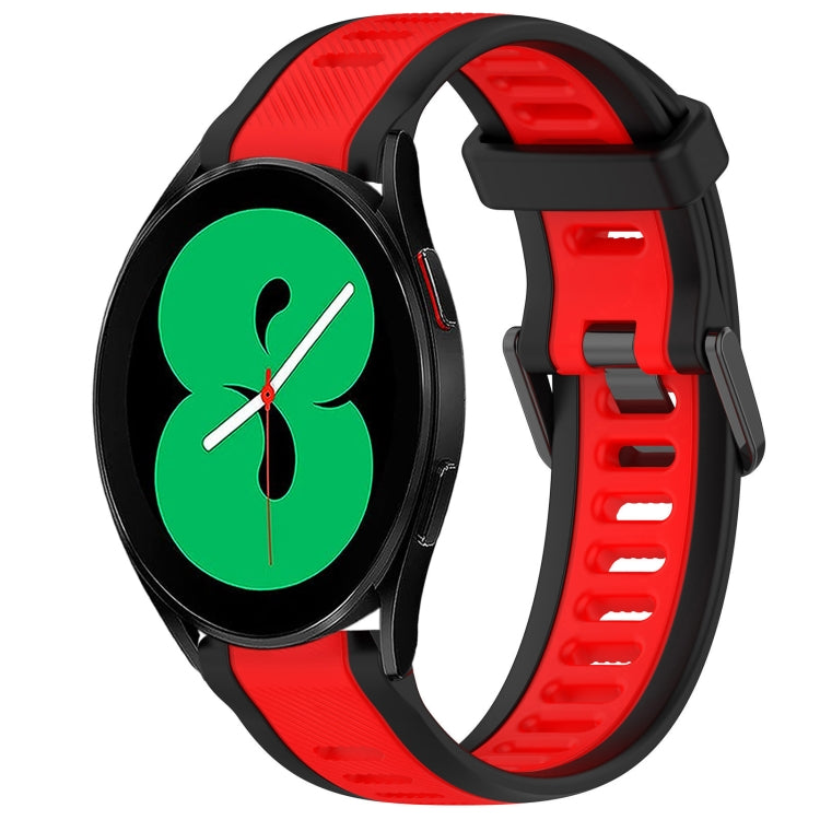 For Samsung Galaxy Watch 4 44mm 20mm Two Color Textured Silicone Watch Band(Red+Black) - Watch Bands by PMC Jewellery | Online Shopping South Africa | PMC Jewellery