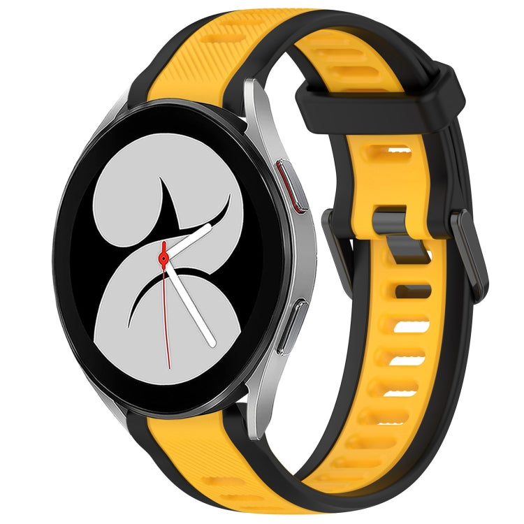For Samsung Galaxy Watch 4 40mm 20mm Two Color Textured Silicone Watch Band(Yellow+Black) - Watch Bands by PMC TechLife | Online Shopping South Africa | PMC TechLife