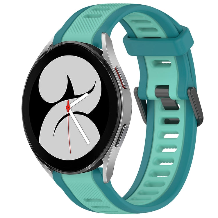 For Samsung Galaxy Watch 4 40mm 20mm Two Color Textured Silicone Watch Band(Teal) - Watch Bands by PMC TechLife | Online Shopping South Africa | PMC TechLife