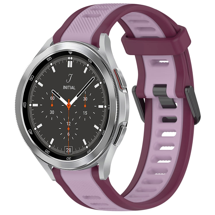 For Samsung  Galaxy Watch 4 Classic 46mm 20mm Two Color Textured Silicone Watch Band(Purple) - Watch Bands by PMC Jewellery | Online Shopping South Africa | PMC Jewellery