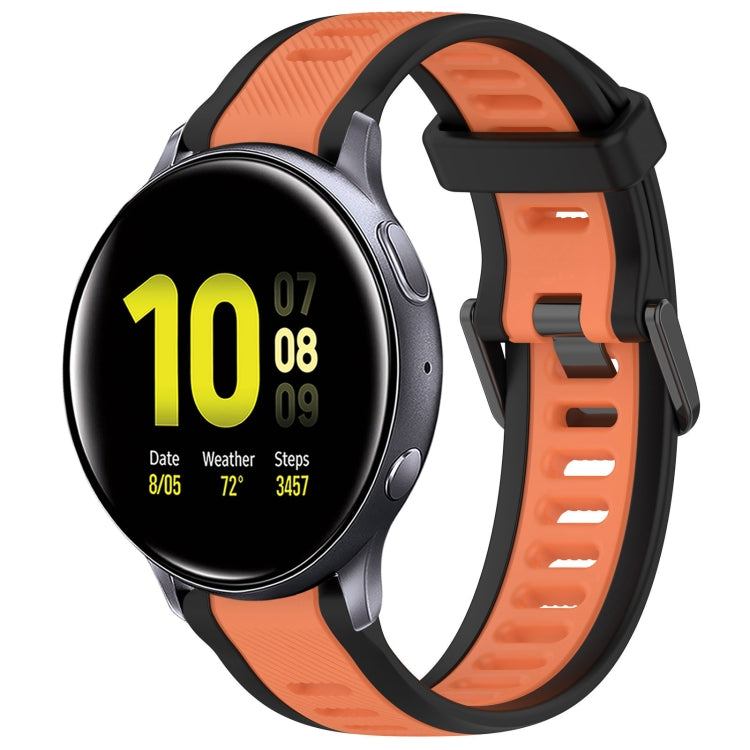 For Samsung Galaxy Watch Active 2 44mm 20mm Two Color Textured Silicone Watch Band(Orange+Black) - Watch Bands by PMC Jewellery | Online Shopping South Africa | PMC Jewellery