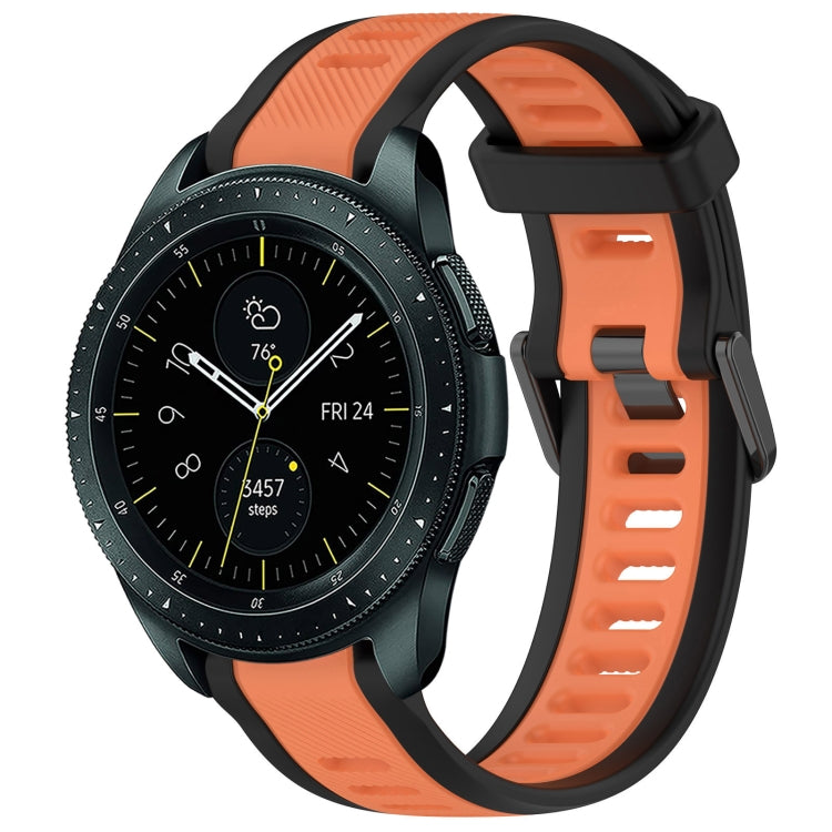 For Samsung Galaxy Watch 42mm 20mm Two Color Textured Silicone Watch Band(Orange+Black) - Watch Bands by PMC Jewellery | Online Shopping South Africa | PMC Jewellery