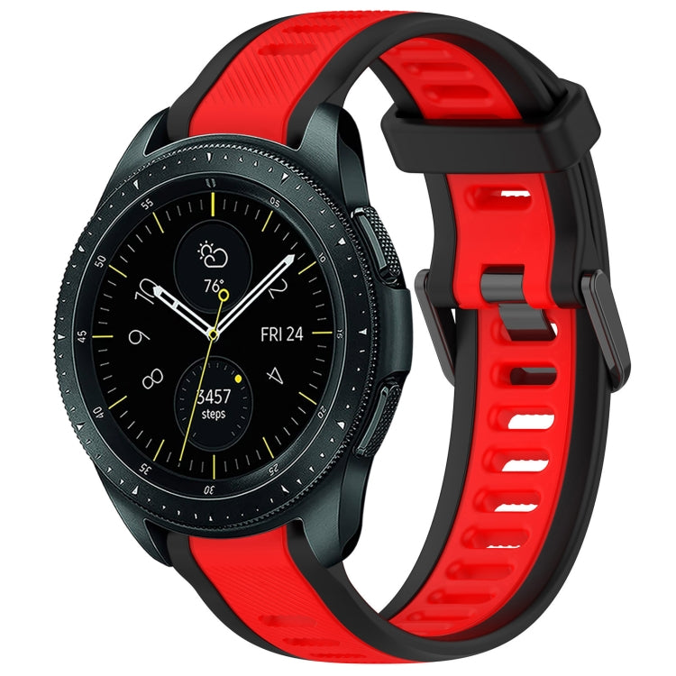 For Samsung Galaxy Watch 42mm 20mm Two Color Textured Silicone Watch Band(Red+Black) - Watch Bands by PMC Jewellery | Online Shopping South Africa | PMC Jewellery