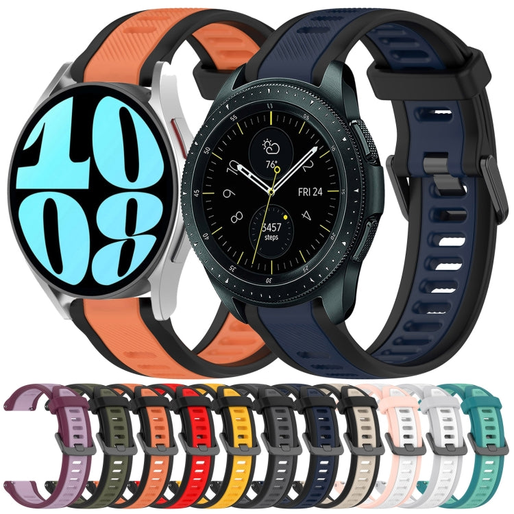 For Samsung  Galaxy Watch 4 Classic 42mm 20mm Two Color Textured Silicone Watch Band(Orange+Black) - Watch Bands by PMC TechLife | Online Shopping South Africa | PMC TechLife