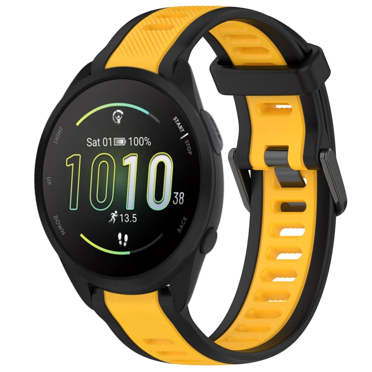 For Garmin Forerunner 165 Music 20mm Two Color Textured Silicone Watch Band(Yellow+Black) - Watch Bands by PMC TechLife | Online Shopping South Africa | PMC TechLife