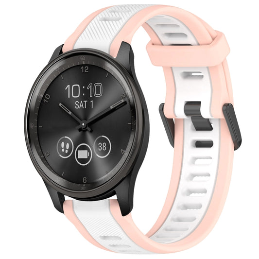 For Garmin VivoMove Trend 20mm Two Color Textured Silicone Watch Band(White+Pink) - Watch Bands by PMC Jewellery | Online Shopping South Africa | PMC Jewellery