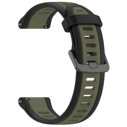 For Garmin Venu 2 Plus 20mm Two Color Textured Silicone Watch Band(Green+Black) - Watch Bands by PMC Jewellery | Online Shopping South Africa | PMC Jewellery