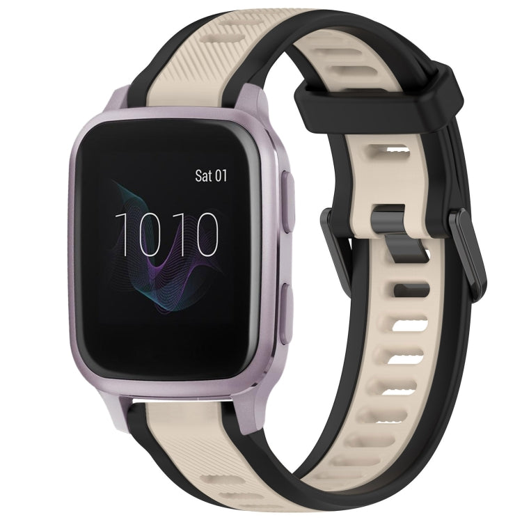 For Garmin Venu SQ 20mm Two Color Textured Silicone Watch Band(Starlight + Black) - Watch Bands by PMC TechLife | Online Shopping South Africa | PMC TechLife