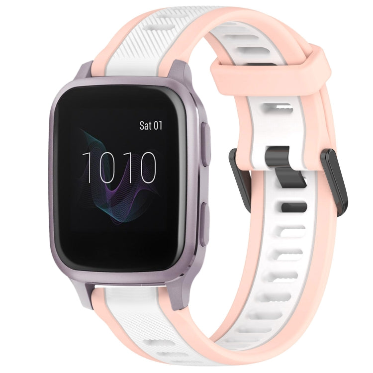 For Garmin Venu SQ 20mm Two Color Textured Silicone Watch Band(White+Pink) - Watch Bands by PMC TechLife | Online Shopping South Africa | PMC TechLife