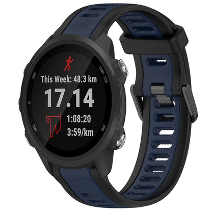 For Garmin Forerunner 245 / 245 Music 20mm Two Color Textured Silicone Watch Band(Midnight Blue+Black) - Watch Bands by PMC Jewellery | Online Shopping South Africa | PMC Jewellery