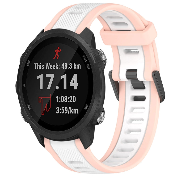 For Garmin Forerunner 245 / 245 Music 20mm Two Color Textured Silicone Watch Band(White+Pink) - Watch Bands by PMC Jewellery | Online Shopping South Africa | PMC Jewellery