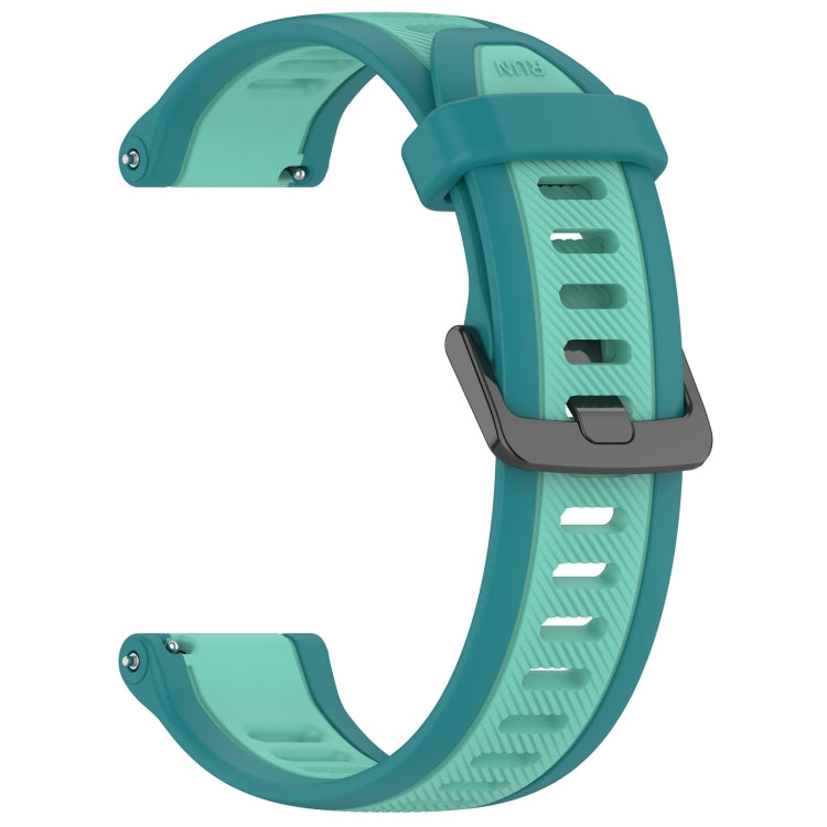 For Garmin Forerunner 245 / 245 Music 20mm Two Color Textured Silicone Watch Band(Teal) - Watch Bands by PMC TechLife | Online Shopping South Africa | PMC TechLife | Buy Now Pay Later Mobicred