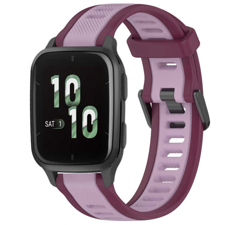 For Garmin Forerunner Sq2 / Sq2 Music 20mm Two Color Textured Silicone Watch Band(Purple) - Watch Bands by PMC TechLife | Online Shopping South Africa | PMC TechLife