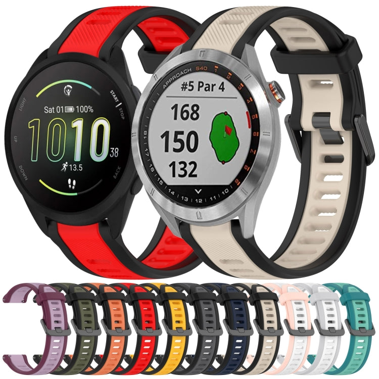 For Garmin Forerunner 165 20mm Two Color Textured Silicone Watch Band(Orange+Black) - Watch Bands by PMC TechLife | Online Shopping South Africa | PMC TechLife