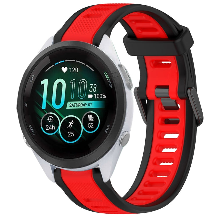 For Garmin Forerunner 265S Music 18mm Two Color Textured Silicone Watch Band(Red+Black) - Watch Bands by PMC TechLife | Online Shopping South Africa | PMC TechLife