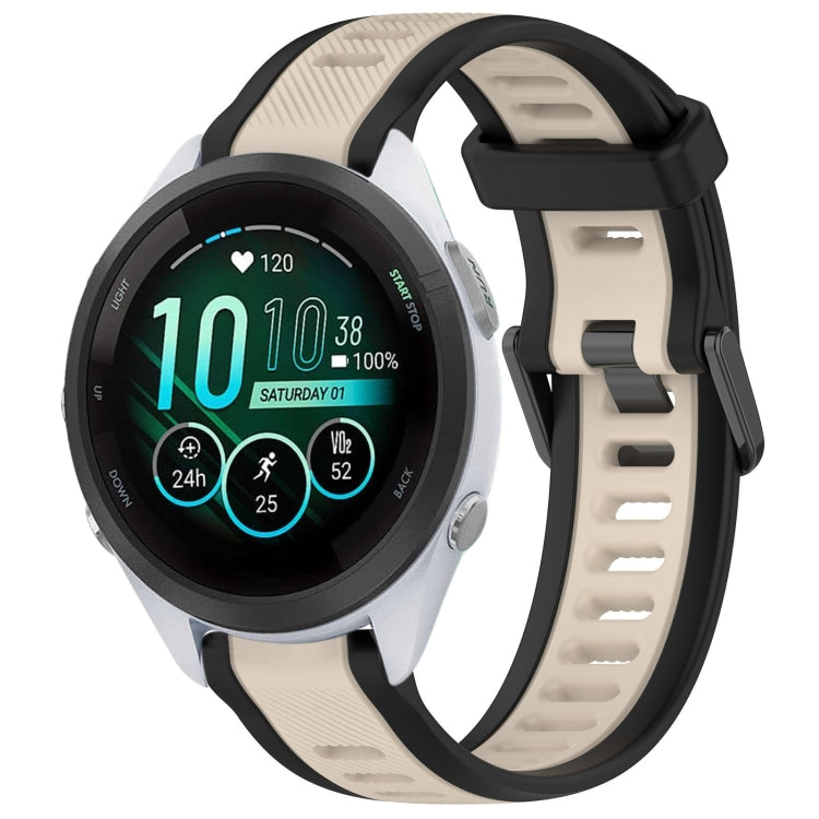 For Garmin Forerunner 265S Music 18mm Two Color Textured Silicone Watch Band(Starlight + Black) - Watch Bands by PMC TechLife | Online Shopping South Africa | PMC TechLife | Buy Now Pay Later Mobicred