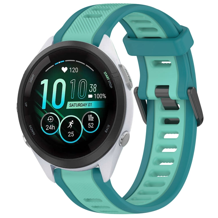 For Garmin Forerunner 265S Music 18mm Two Color Textured Silicone Watch Band(Teal) - Watch Bands by PMC Jewellery | Online Shopping South Africa | PMC Jewellery