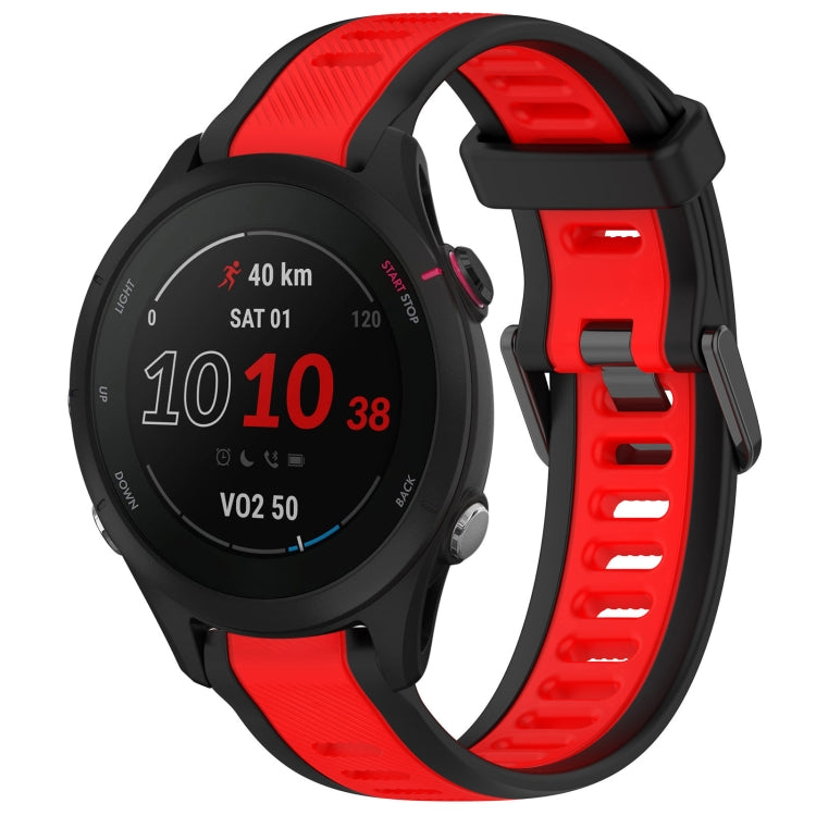 For Garmin Forerunner 255S Music 18mm Two Color Textured Silicone Watch Band(Red+Black) - Watch Bands by PMC Jewellery | Online Shopping South Africa | PMC Jewellery