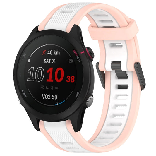 For Garmin Forerunner 255S Music 18mm Two Color Textured Silicone Watch Band(White+Pink) - Watch Bands by PMC Jewellery | Online Shopping South Africa | PMC Jewellery