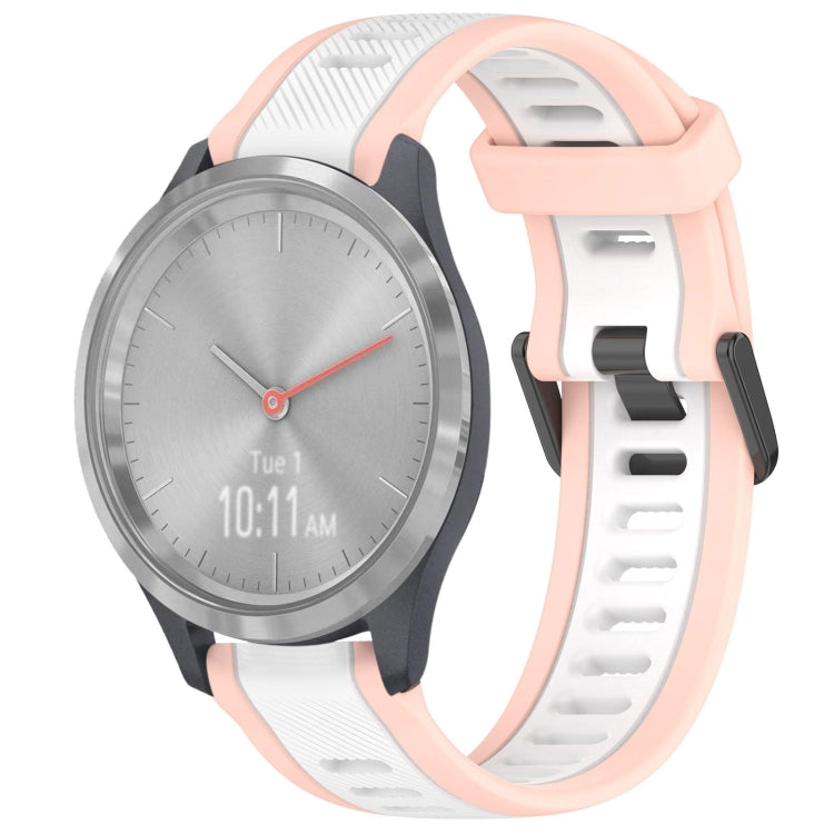 For Garmin Vivomove 3S 18mm Two Color Textured Silicone Watch Band(White+Pink) - Watch Bands by PMC TechLife | Online Shopping South Africa | PMC TechLife