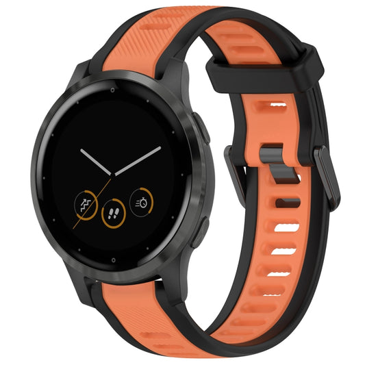 For Garmin Vivoactive 4S 18mm Two Color Textured Silicone Watch Band(Orange+Black) - Watch Bands by PMC Jewellery | Online Shopping South Africa | PMC Jewellery