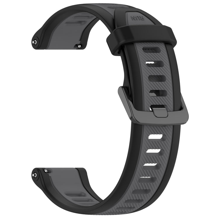 For Garmin Vivoactive 4S 18mm Two Color Textured Silicone Watch Band(Grey+Black) - Watch Bands by PMC Jewellery | Online Shopping South Africa | PMC Jewellery