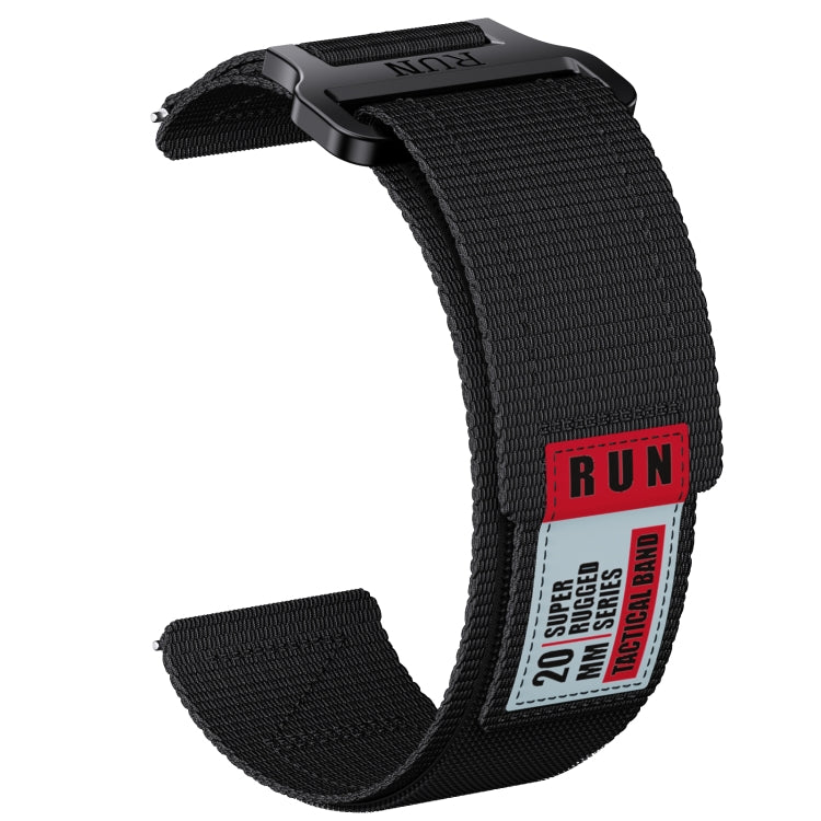 20mm Two Color Nylon Canvas Hook And Loop Fastener Watch Band(Black+Red) - 20mm Bands by PMC Jewellery | Online Shopping South Africa | PMC Jewellery