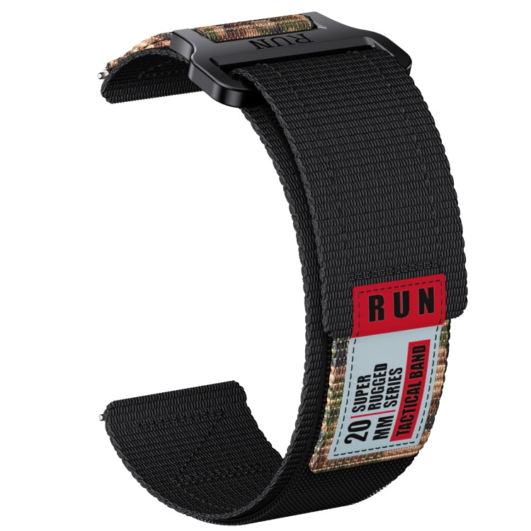 22mm Two Color Nylon Canvas Hook And Loop Fastener Watch Band(Black+Camouflage) - 22mm Bands by PMC Jewellery | Online Shopping South Africa | PMC Jewellery