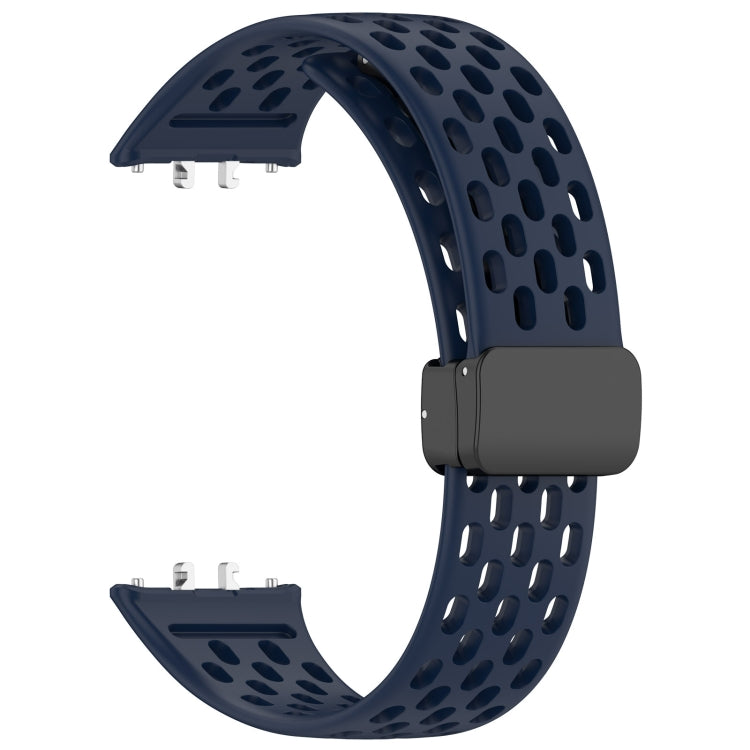 For Samsung Galaxy Fit 3 Hole Style Magnetic Folding Buckle Silicone Watch Band(Midnight Blue) - Watch Bands by PMC TechLife | Online Shopping South Africa | PMC TechLife