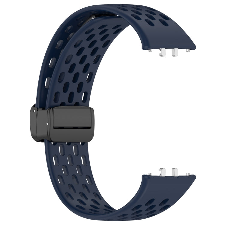 For Samsung Galaxy Fit 3 Hole Style Magnetic Folding Buckle Silicone Watch Band(Midnight Blue) - Watch Bands by PMC TechLife | Online Shopping South Africa | PMC TechLife