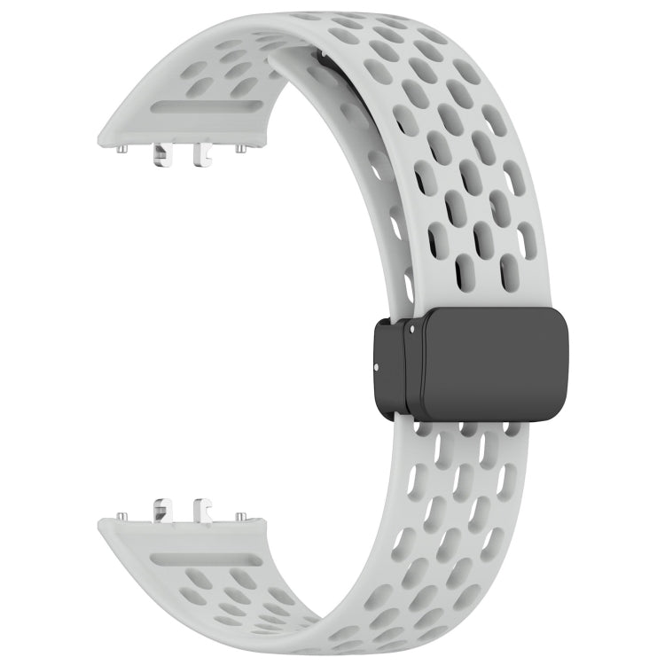 For Samsung Galaxy Fit 3 Hole Style Magnetic Folding Buckle Silicone Watch Band(Light Gray) - Watch Bands by PMC Jewellery | Online Shopping South Africa | PMC Jewellery