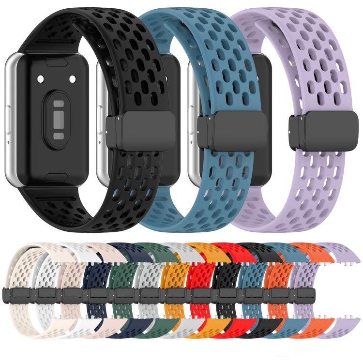 For Samsung Galaxy Fit 3 Hole Style Magnetic Folding Buckle Silicone Watch Band(Black) - free shipping - PMC TechLife - Order now!