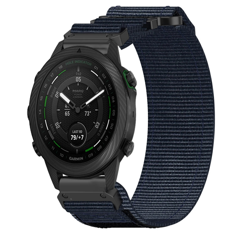 For Garmin MARQ Golfer 22mm Nylon Hook And Loop Fastener Watch Band(Blue) - Watch Bands by PMC TechLife | Online Shopping South Africa | PMC TechLife | Buy Now Pay Later Mobicred