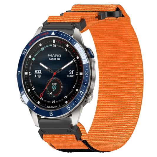 For Garmin MARQ Captain Gen 2 22mm Nylon Hook And Loop Fastener Watch Band(Orange) - Watch Bands by PMC Jewellery | Online Shopping South Africa | PMC Jewellery