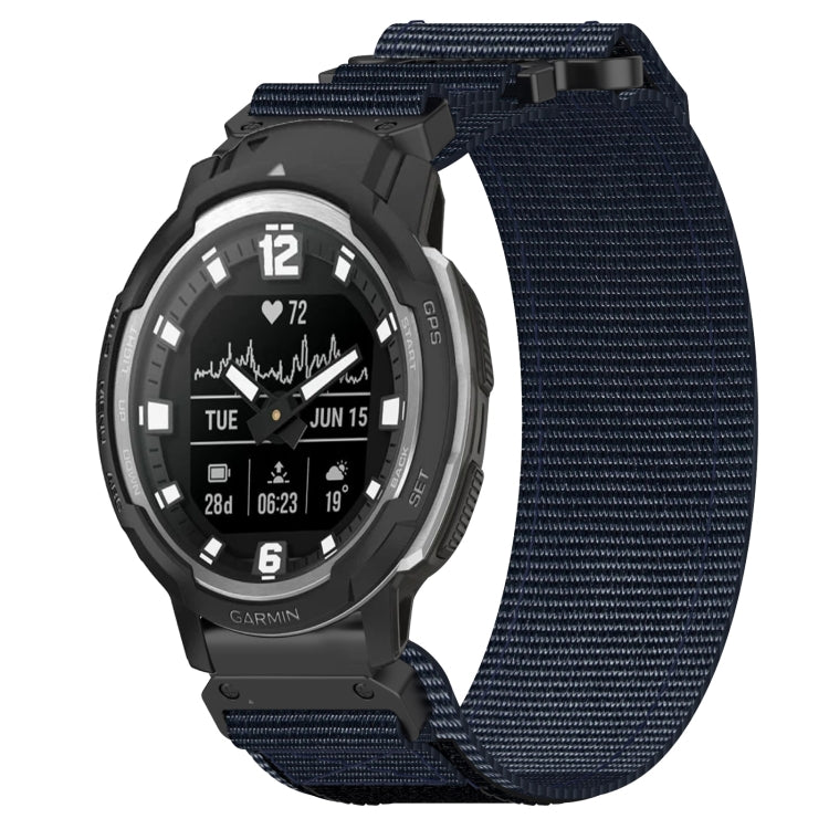 For Garmin Instinct Crossover 22mm Nylon Hook And Loop Fastener Watch Band(Blue) - Watch Bands by PMC TechLife | Online Shopping South Africa | PMC TechLife