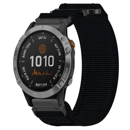 For Garmin Fenix 7 22mm Nylon Hook And Loop Fastener Watch Band(Black) - Watch Bands by PMC Jewellery | Online Shopping South Africa | PMC Jewellery