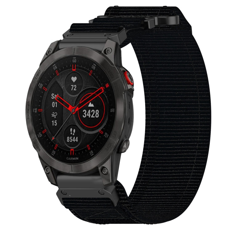 For Garmin EPIX Gen 2 22mm Nylon Hook And Loop Fastener Watch Band(Black) - Watch Bands by PMC TechLife | Online Shopping South Africa | PMC TechLife