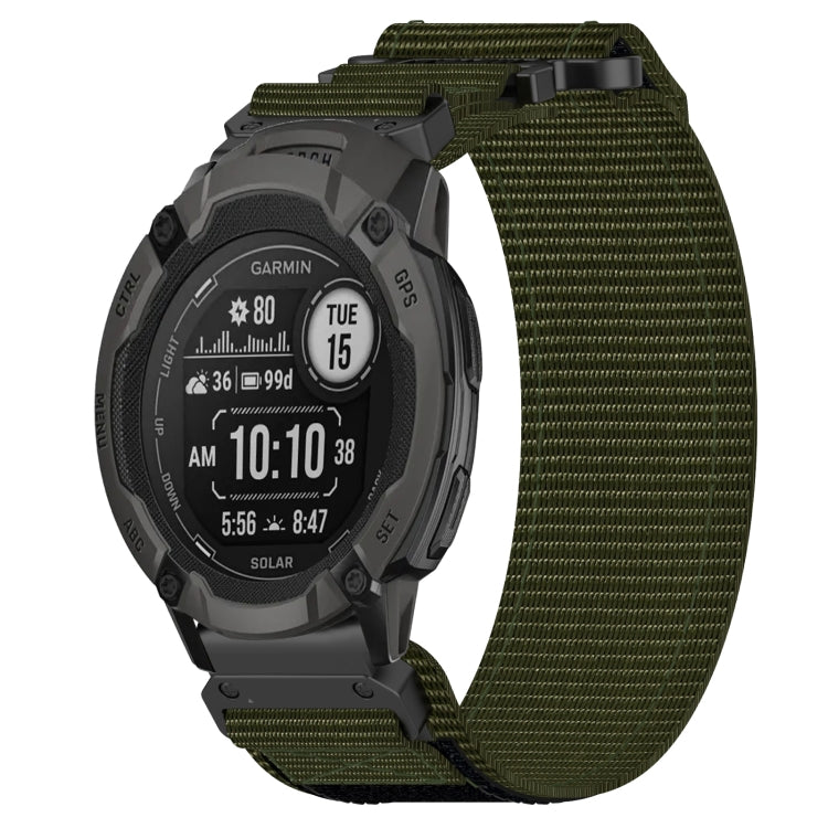 For Garmin Instinct 2 22mm Nylon Hook And Loop Fastener Watch Band(Army Green) - Watch Bands by PMC Jewellery | Online Shopping South Africa | PMC Jewellery