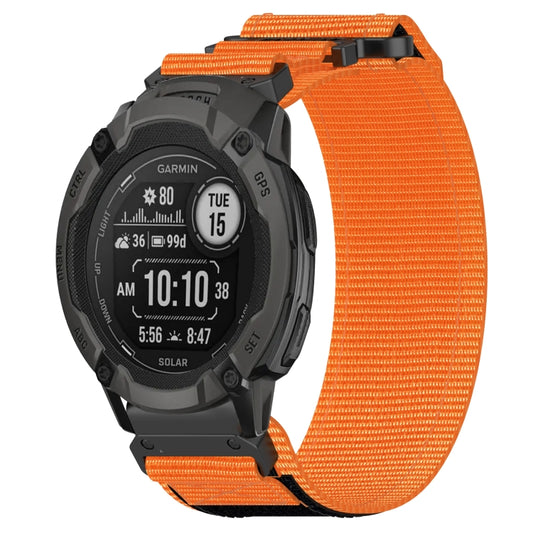 For Garmin Instinct 2X Solar 26mm Nylon Hook And Loop Fastener Watch Band(Orange) - Watch Bands by PMC Jewellery | Online Shopping South Africa | PMC Jewellery