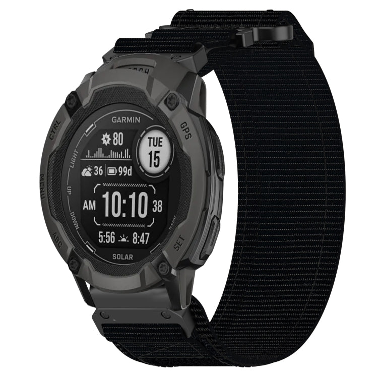 For Garmin Instinct 2X Solar 26mm Nylon Hook And Loop Fastener Watch Band(Black) - Watch Bands by PMC TechLife | Online Shopping South Africa | PMC TechLife
