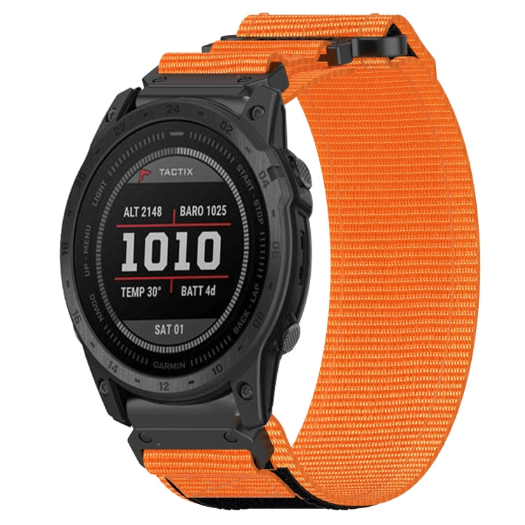 For Garmin Tactix 7 Pro 26mm Nylon Hook And Loop Fastener Watch Band(Orange) - Watch Bands by PMC Jewellery | Online Shopping South Africa | PMC Jewellery