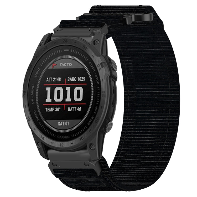 For Garmin Tactix 7 Pro 26mm Nylon Hook And Loop Fastener Watch Band(Black) - Watch Bands by PMC TechLife | Online Shopping South Africa | PMC TechLife