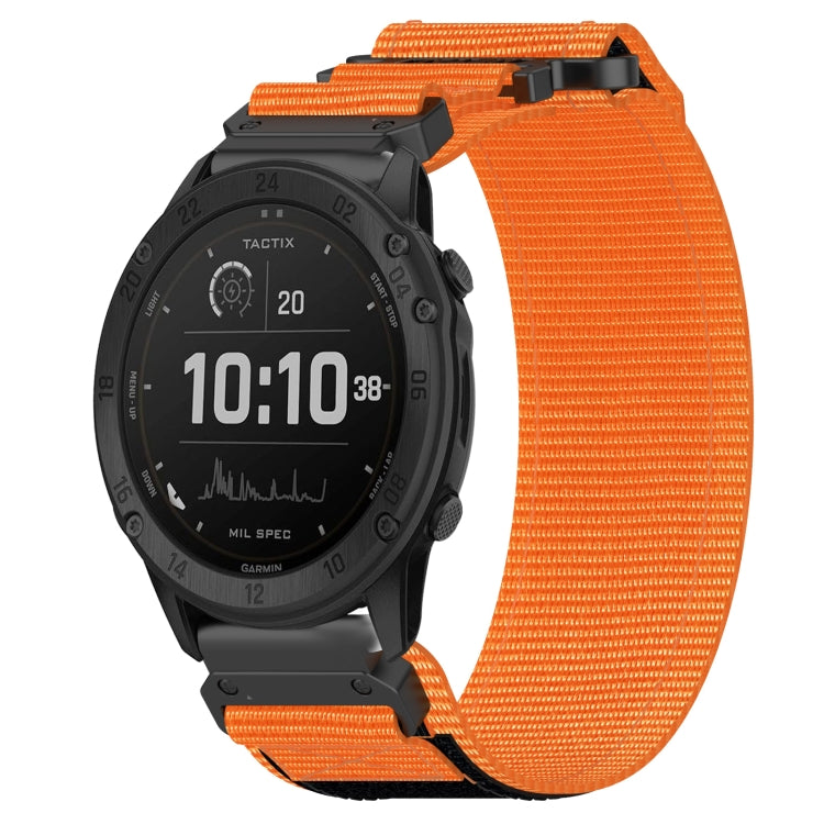 For Garmin Tactix Delta 26mm Nylon Hook And Loop Fastener Watch Band(Orange) - Watch Bands by PMC Jewellery | Online Shopping South Africa | PMC Jewellery