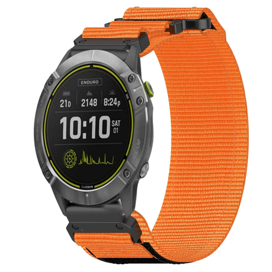 For Garmin Enduro 26mm Nylon Hook And Loop Fastener Watch Band(Orange) - Watch Bands by PMC Jewellery | Online Shopping South Africa | PMC Jewellery